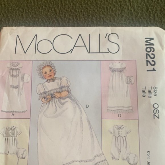 NWT McCall’s pattern M6221. Christening outfits. Newborn to large. 8 to 21 lbs. - Picture 2 of 7
